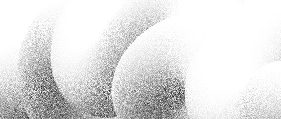 Stippled wavy sand grain background. Grunge curved gradient wave. Gritty noise dotwork wallpaper. Black dots, speckles, particles or granules texture. Vector abstract fluid gritty backdrop overlay © vika_k