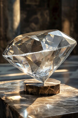 A silver diamond sits on the auction block.