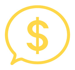 シンプルな黄色のドルマークと吹き出し	
