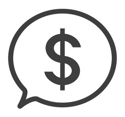 シンプルな黒色のドルマークと吹き出し	
