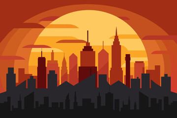 illustration of a city skyline - obrazy, fototapety, plakaty