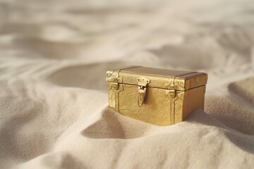 砂に埋れる金のトランク