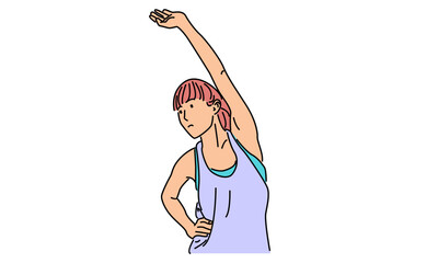 line art color of woman stretching her arm