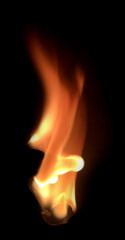 Realistic Fire Flame Overlay with black background, blaze fire flame texture.
