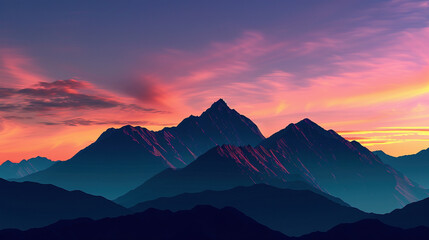 Fototapeta na wymiar Majestic Mountain Peaks Embracing the Dawn's Light