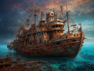 Fotobehang old ship wreck © Steve