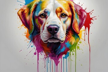 Colorfull Dog painting 🖌️ - obrazy, fototapety, plakaty