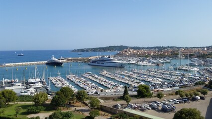 Moored boats in Antibes Vauban Harbor  ( Le quai des milliardaires )  - French Riviera - South of...