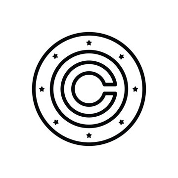 Black line icon for copyright