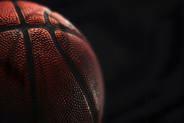 Basketball Closeup on Black Background with Space for Text