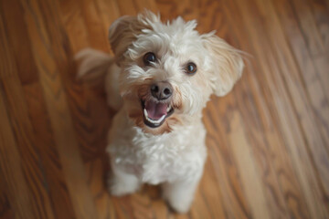 A hilarious close-up of a mischievous dog with a goofy expression - obrazy, fototapety, plakaty