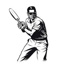 A vector of a cricket batsman, Isolated on transparent PNG background, Generative ai