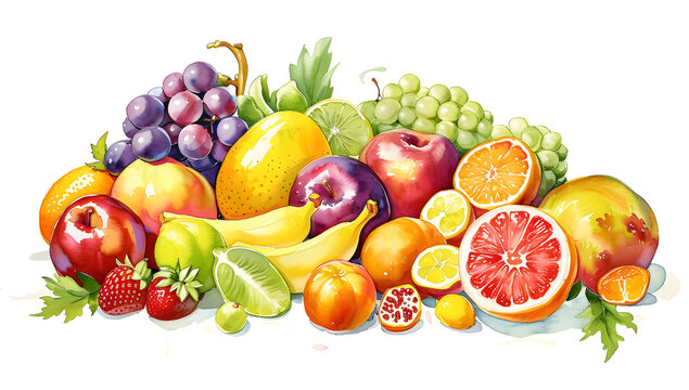 Collection multi-colored useful vegetables, fruits and berries isolated on white background or transparent PNG