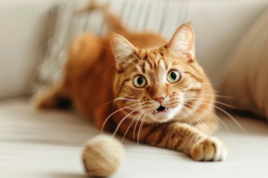 A hilarious close-up of a playful cat with a mischievous grin, ready to cause some trouble