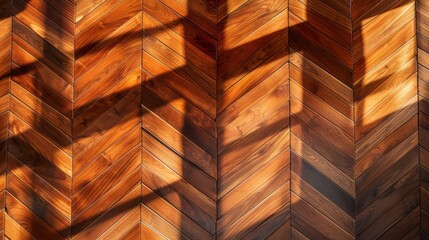 A chevron tile background and wooden floor pattern, characterized by symmetrical asymmetry and timber frame construction.