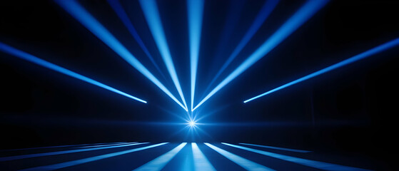Bright beam projector scene, abstract effect spotlight lighting blank background