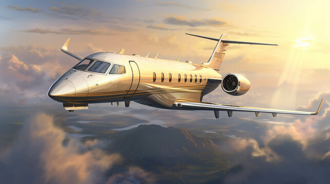 airplane at sunset  high definition(hd) photographic creative image