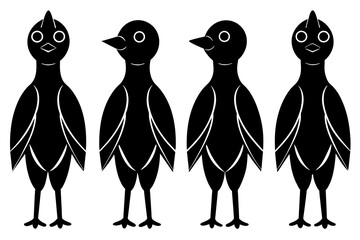 poppy bird silhouette vector illustration