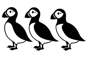 puffin bird silhouette vector illustration