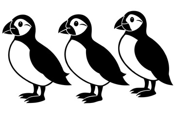 puffin bird silhouette vector illustration