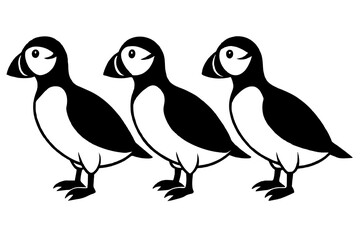 puffin bird silhouette vector illustration