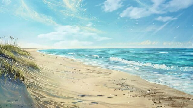 a tranquil beach scene with a quiet serene beach. seamless looping overlay 4k virtual video animation background
