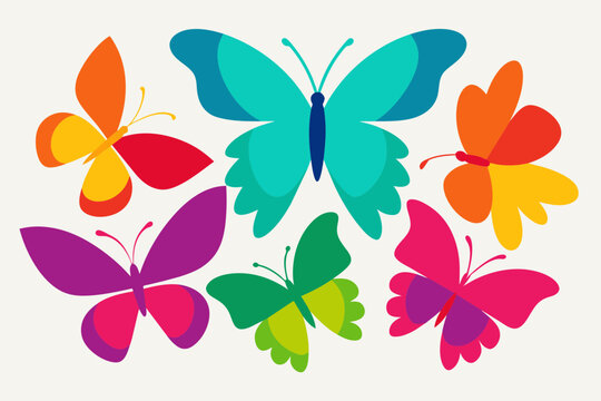 butterfly set vector illustration