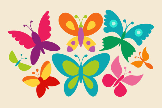 butterfly set vector illustration