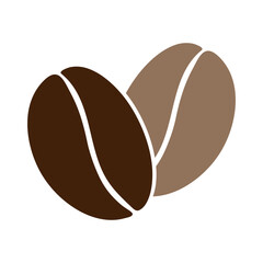 Coffee beans in trendy dark and soft brown Logo Sticker Pointer Coffee Day greetings design concept