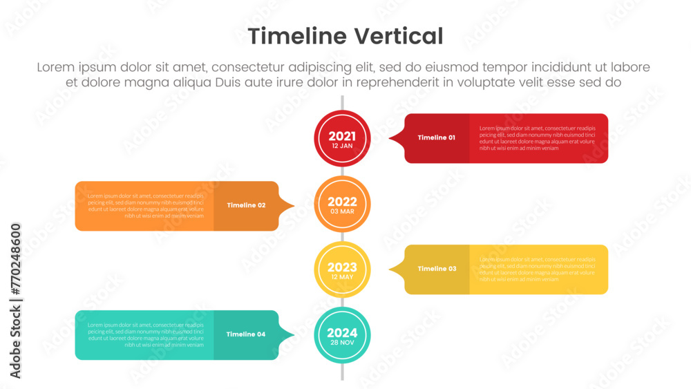 Poster vertical timeline milestone infographic template banner with big circle and callout comment box with