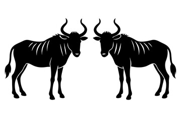 wildebeest cow silhouette vector illustration
