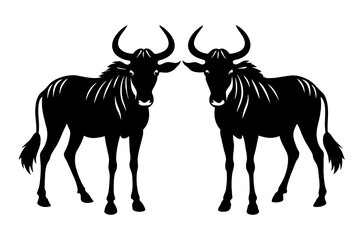 Fototapeta premium wildebeest cow silhouette vector illustration