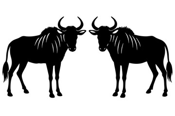 wildebeest cow silhouette vector illustration