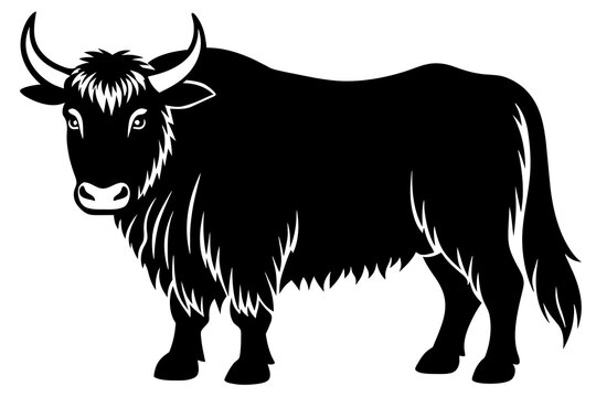 yak cow silhouette vector illustration