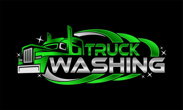 truck wash service silhouette logo illustration