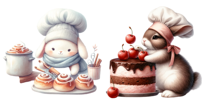 Watercolor cute animals on white background