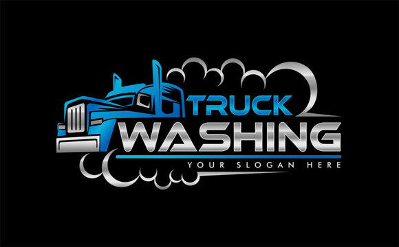 truck wash service silhouette logo illustration