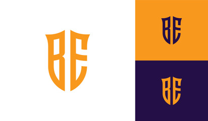 Letter BE shield initial esport logo design