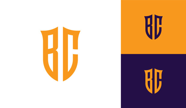 Letter BC shield initial esport logo design
