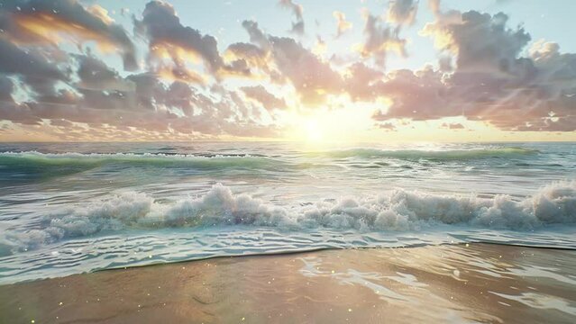summer horizon. a picturesque beach scene with a dramatic sky. seamless looping overlay 4k virtual video animation background