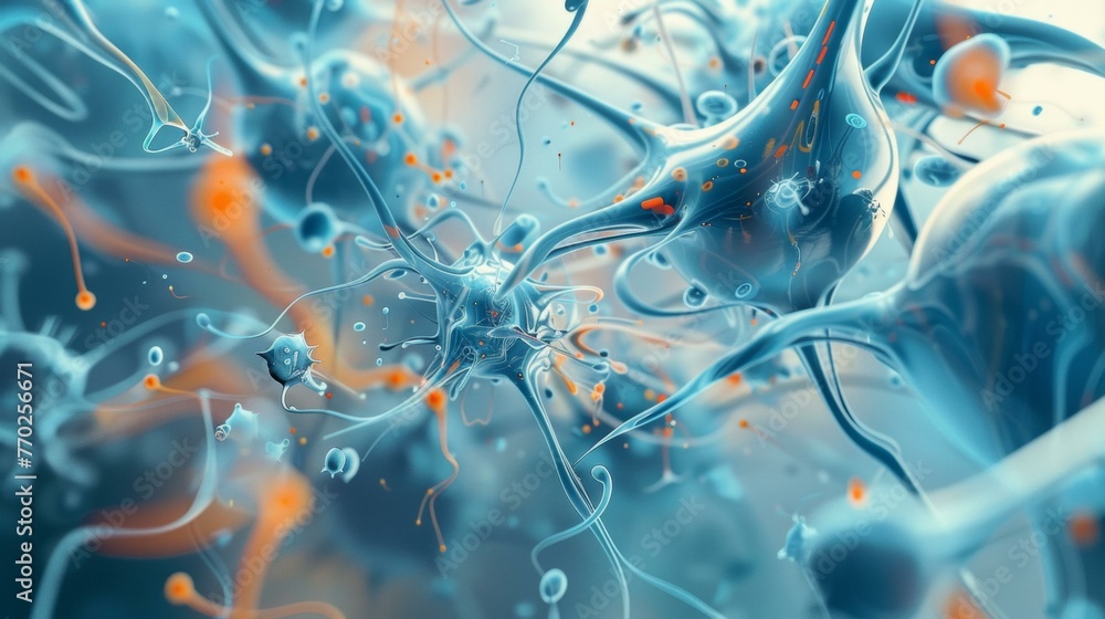 Aufkleber a close up of a group of neurons in an abstract image. generative ai.