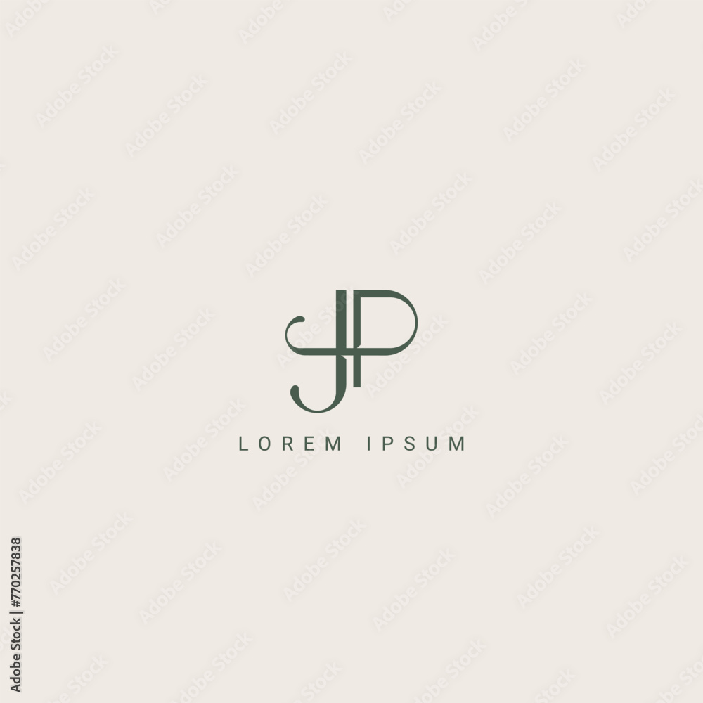 Poster abstract letter jp pj monogram logo vector template. initial based minimal flat icon vector.