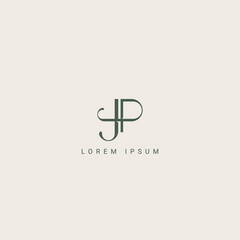 Abstract letter JP PJ monogram logo vector template. Initial based minimal flat icon vector.