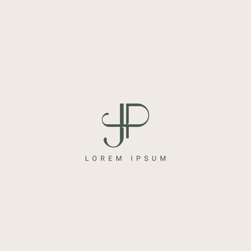 Abstract letter JP PJ monogram logo vector template. Initial based minimal flat icon vector.