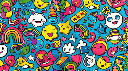 Adorable Cartoon Characters Illustration Texture Pattern