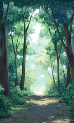 A part in the forest covered with large trees. vector design.