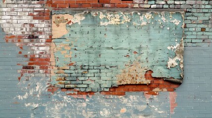 The faded imprint of an old brick advertit is ly visible on a buildings exterior. It serves as a nostalgic reminder of a simpler time in the everchanging city landscape. - obrazy, fototapety, plakaty