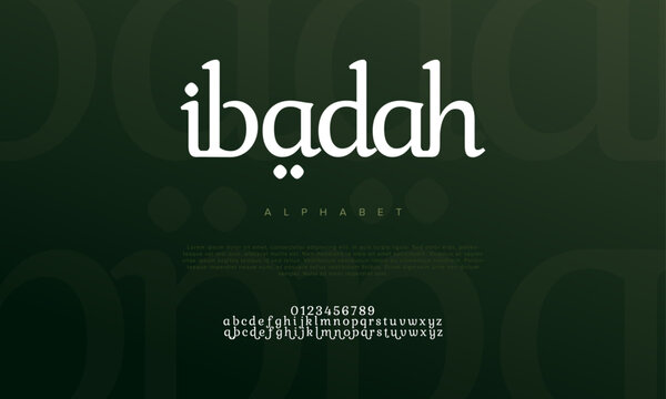 Ibadah premium luxury arabic alphabet letters and numbers. Elegant islamic  typography ramadan wedding serif font decorative vintage. Creative vector illustration