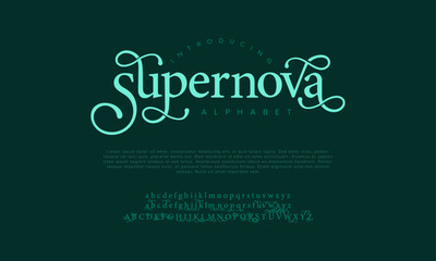 Fototapeta premium Supernova premium luxury elegant alphabet letters and numbers. Vintage wedding typography classic serif font decorative vintage retro. Creative vector illustration
