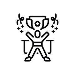 Black line icon for winner